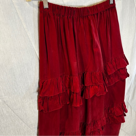Taylor G Dallas Dark Red Burgundy Tiered westernTiered Western Skirt Sm/Med EUC - Picture 2 of 6